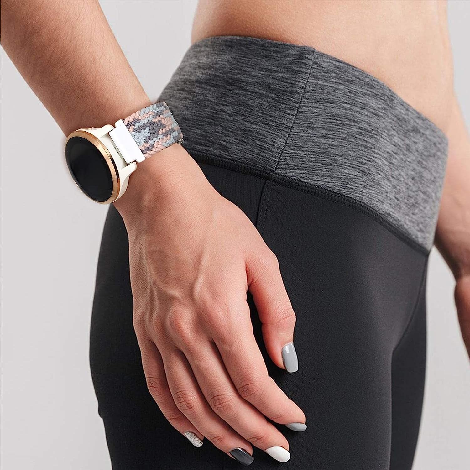 Abanen Braided Elastic Loop Watch Bands for Garmin Venu 2S / Vivoactive 4S / Vivomove 3S, 18Mm Elastic Soft Stretchy Nylon Quick Dry Women Wristband Strap for Forerunner 255S/255S Music  Abanen   