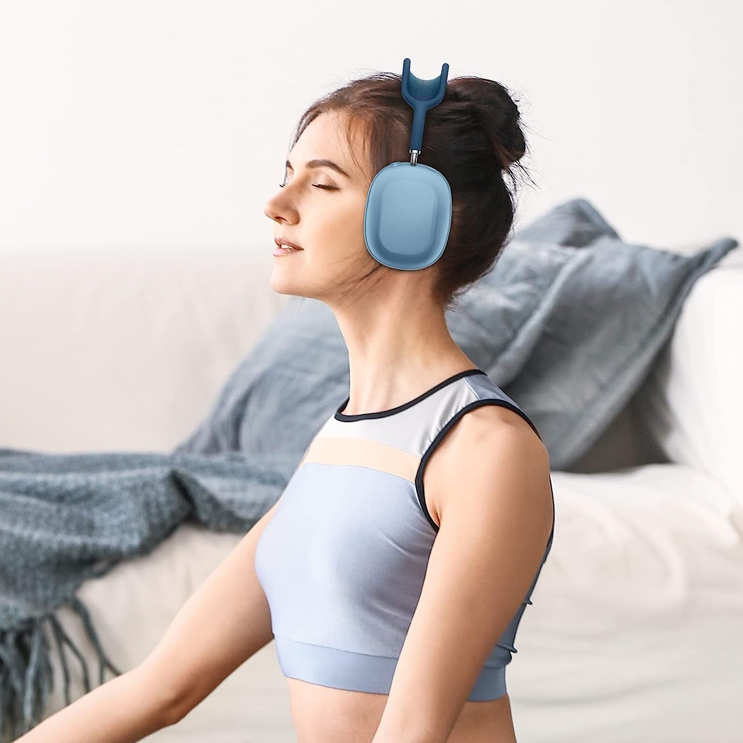 Clear Case for Airpods Max Case Cover, AIRSPO Clear Soft TPU Anti-Scratch Protective Case Cover for Airpods Max Headphones,Transparent Airpods Max Cover (Blue)  AIRSPO   