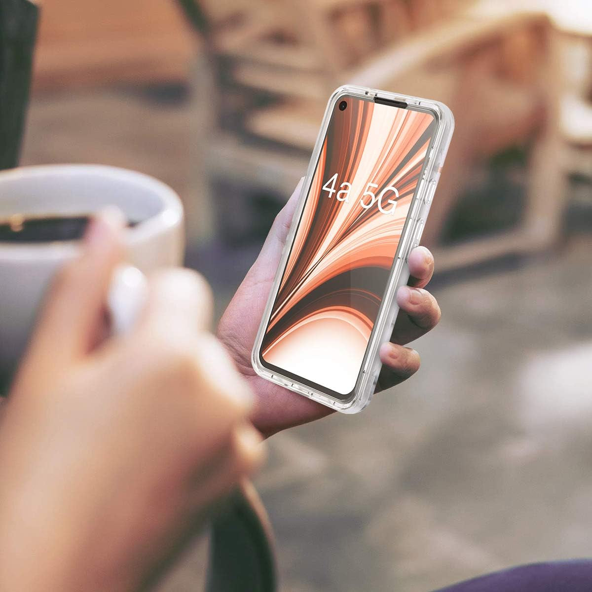 SURITCH Phone Case for Google Pixel 4A 5G 【NOT for 4G】, Front Cover with Built-In Screen Protector Full-Body Protection Shockproof TPU Bumper Protective Case for Girl Women Cute, Gold Marble  SURITCH   