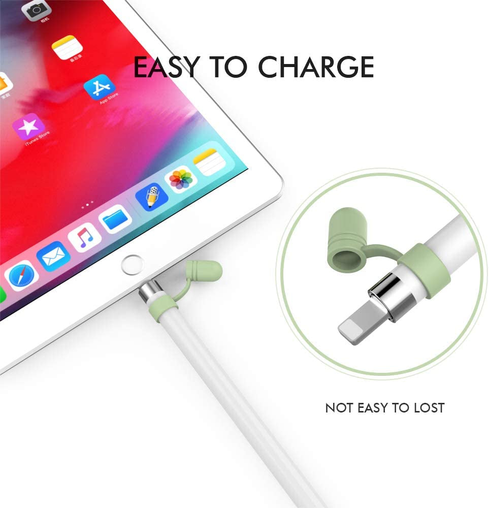 Ahastyle 3 Pack Cap Replacement Holder with Anti-Lost Strap Silicone Protective Cap Cover for Apple Pencil 1St Generation(White, Pink, Avocado Green)  AHASTYLE   