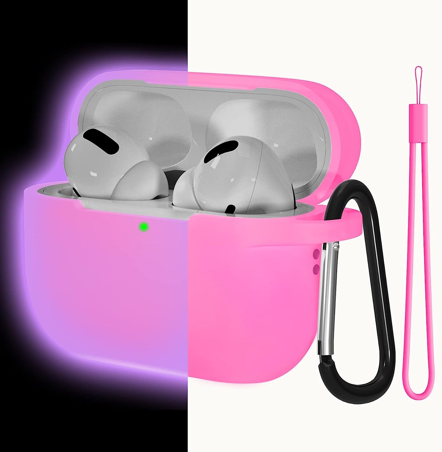 Lerobo for Airpods Pro 2Nd/1St Generation Case Cover with Keychain & Lanyard,Soft Silicone Skin Full Protective Airpod Pro Case for Apple Airpod Pro 2022/2019 Charging Case [Front LED Visible] Lilac  PJStore-US C-Nightglow Pink  