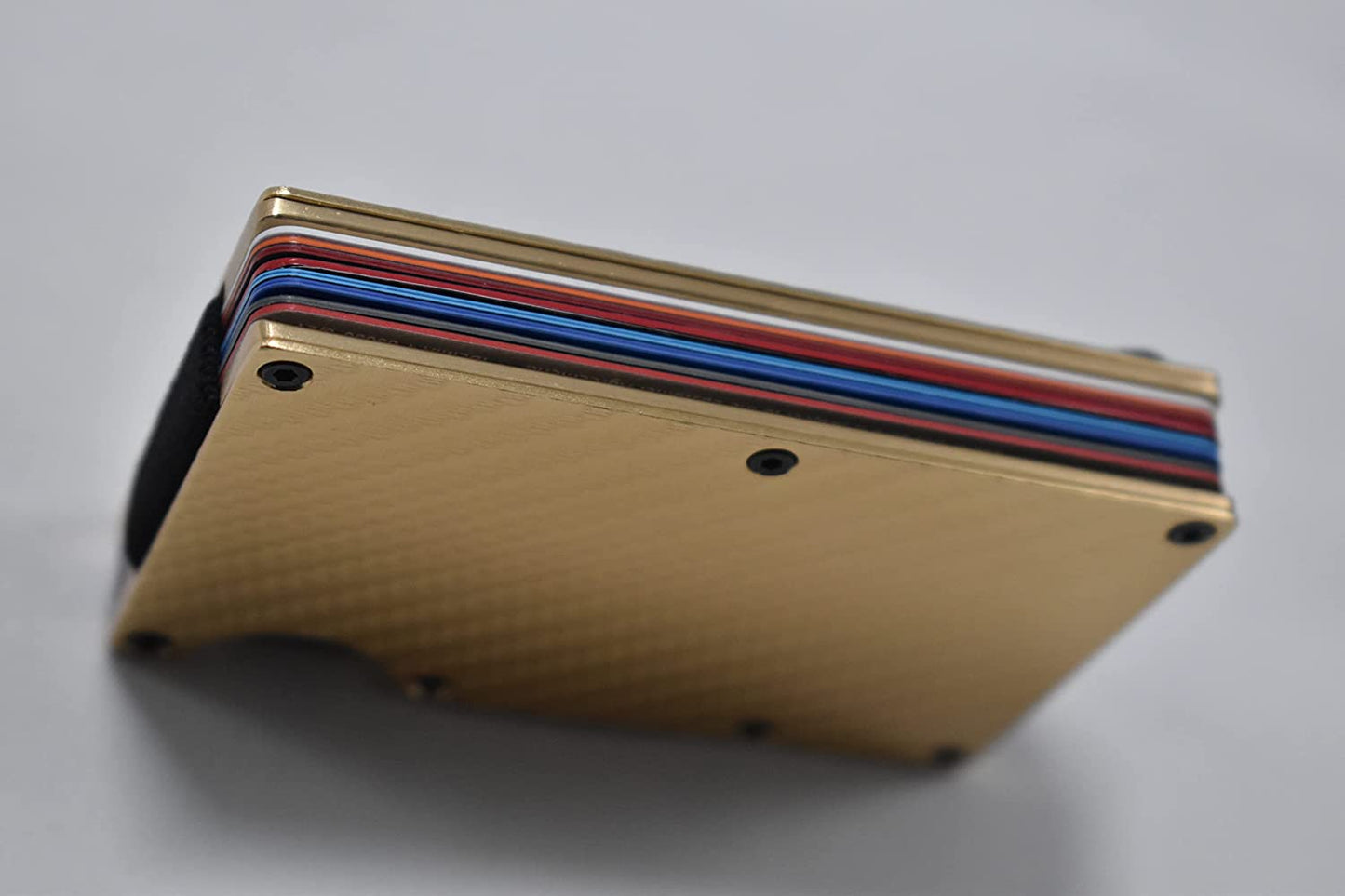 Aluminum Minimalist Slim Carbon Fiber Wallet with RFID Blocking (Gold)  Infinite Evolution   