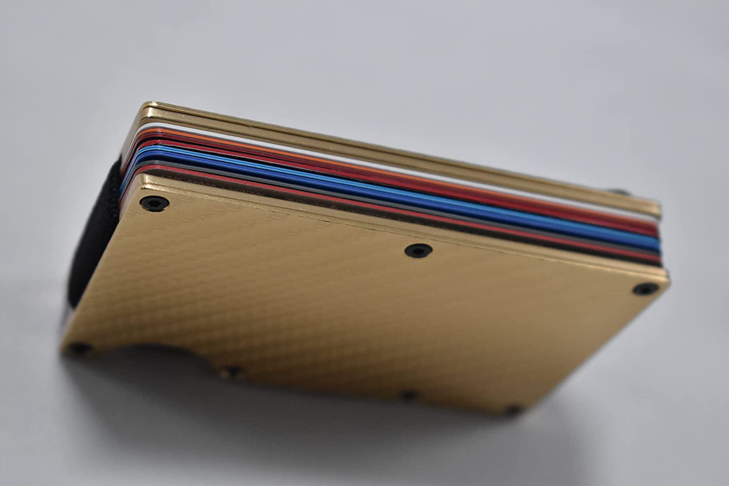 Aluminum Minimalist Slim Carbon Fiber Wallet with RFID Blocking (Gold)  Infinite Evolution   