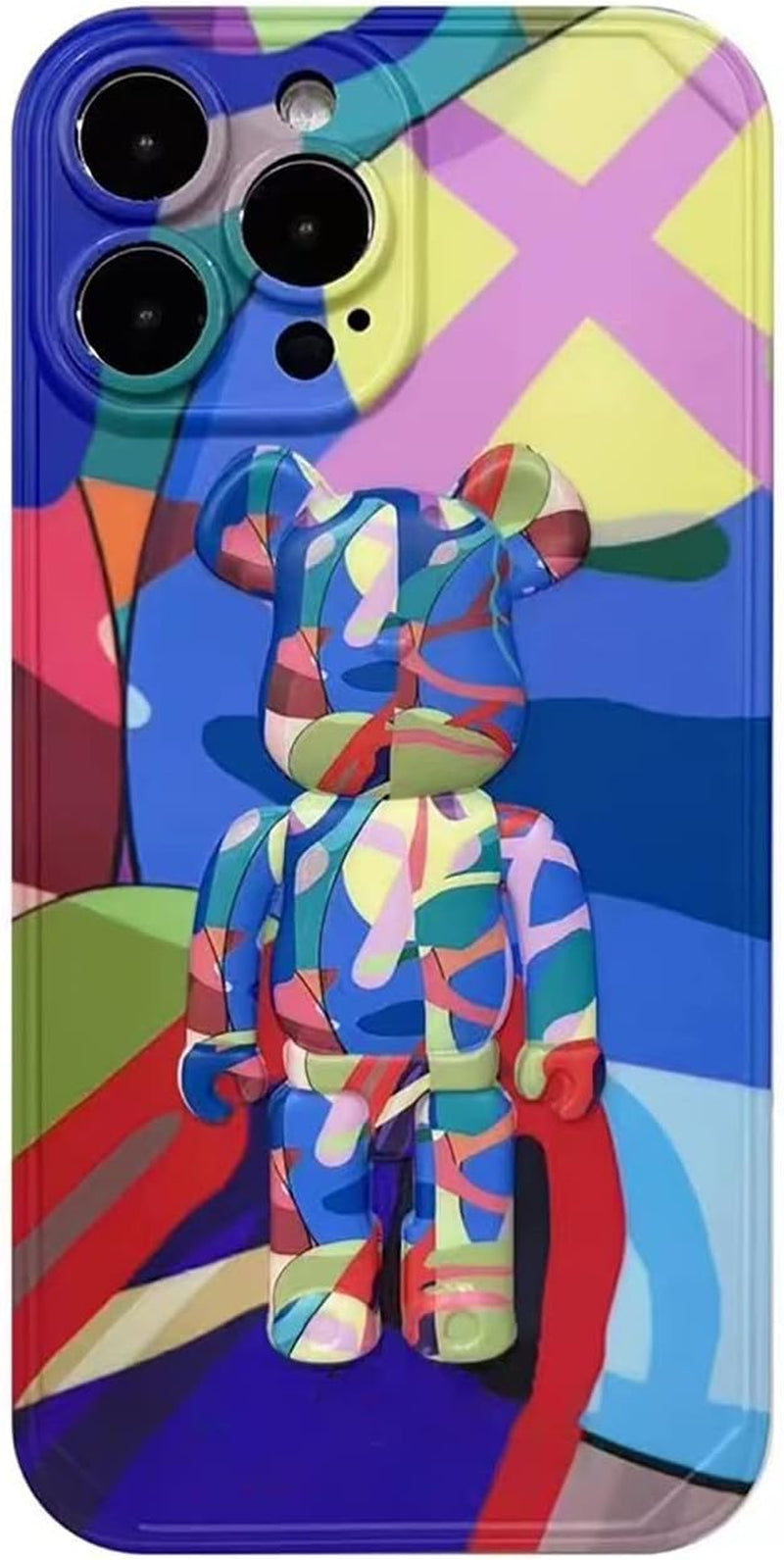 DOWINTIGER Iphone 14 plus Case Graffiti Street Fashion for Boys Kids Teens, Cartoon Hip Hop Anime Character Shockproof TPU and IMD Protection Designer Case for Iphone 14 Plus  DOWINTIGER Graffiti Blue Bear Iphone 14 Pro 