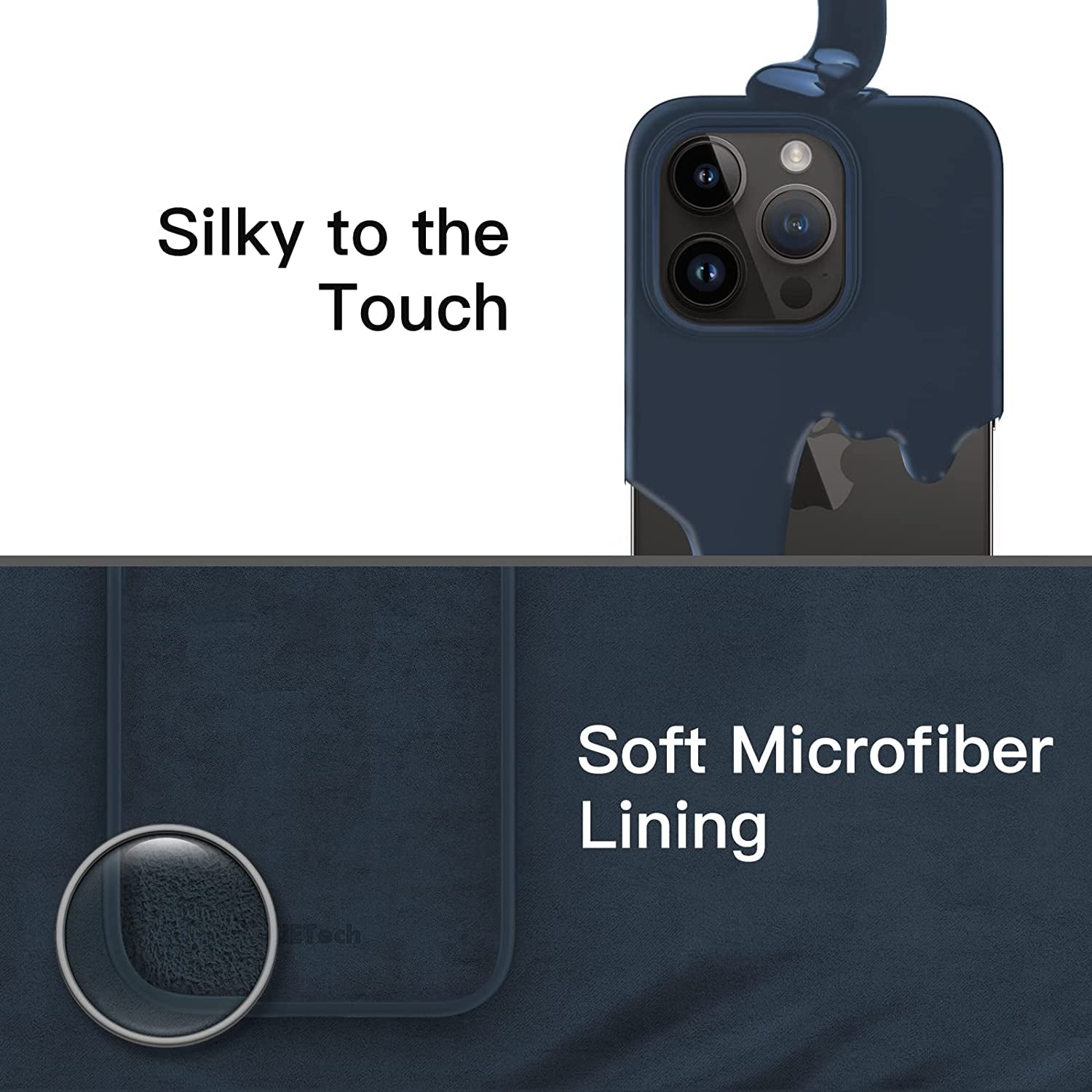 Jetech Silicone Case for Iphone 14 Pro 6.1-Inch (NOT for Iphone 14 Pro Max 6.7-Inch), Silky-Soft Touch Full-Body Protective Phone Case, Shockproof Cover with Microfiber Lining (Navy)  JETech   