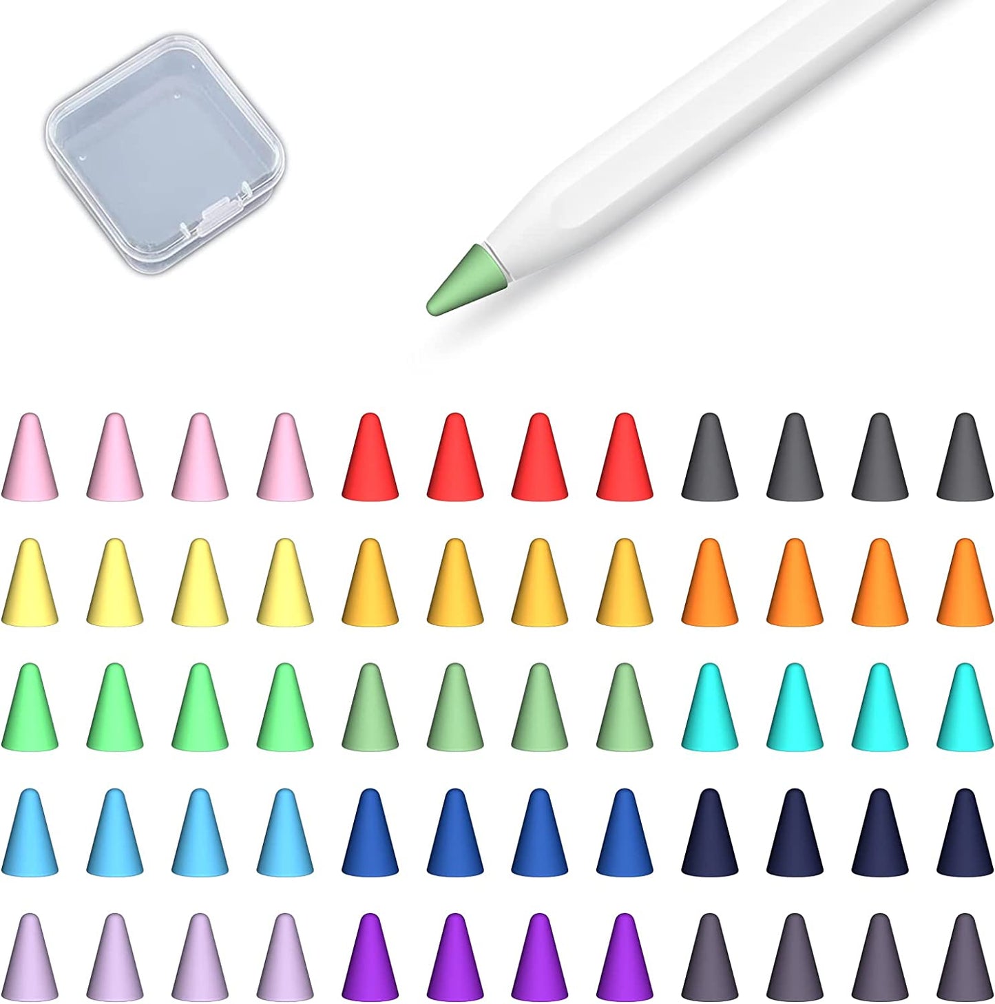 Ambervec 60 Pack Tip Cover for Apple Pencil 2Nd Generation and 1St Generation, Comaptible with Apple Pencil Nib, Anti-Slip Slicone Tips Cover, Medium Resistance, Multicolor  AmberVec Inc.   