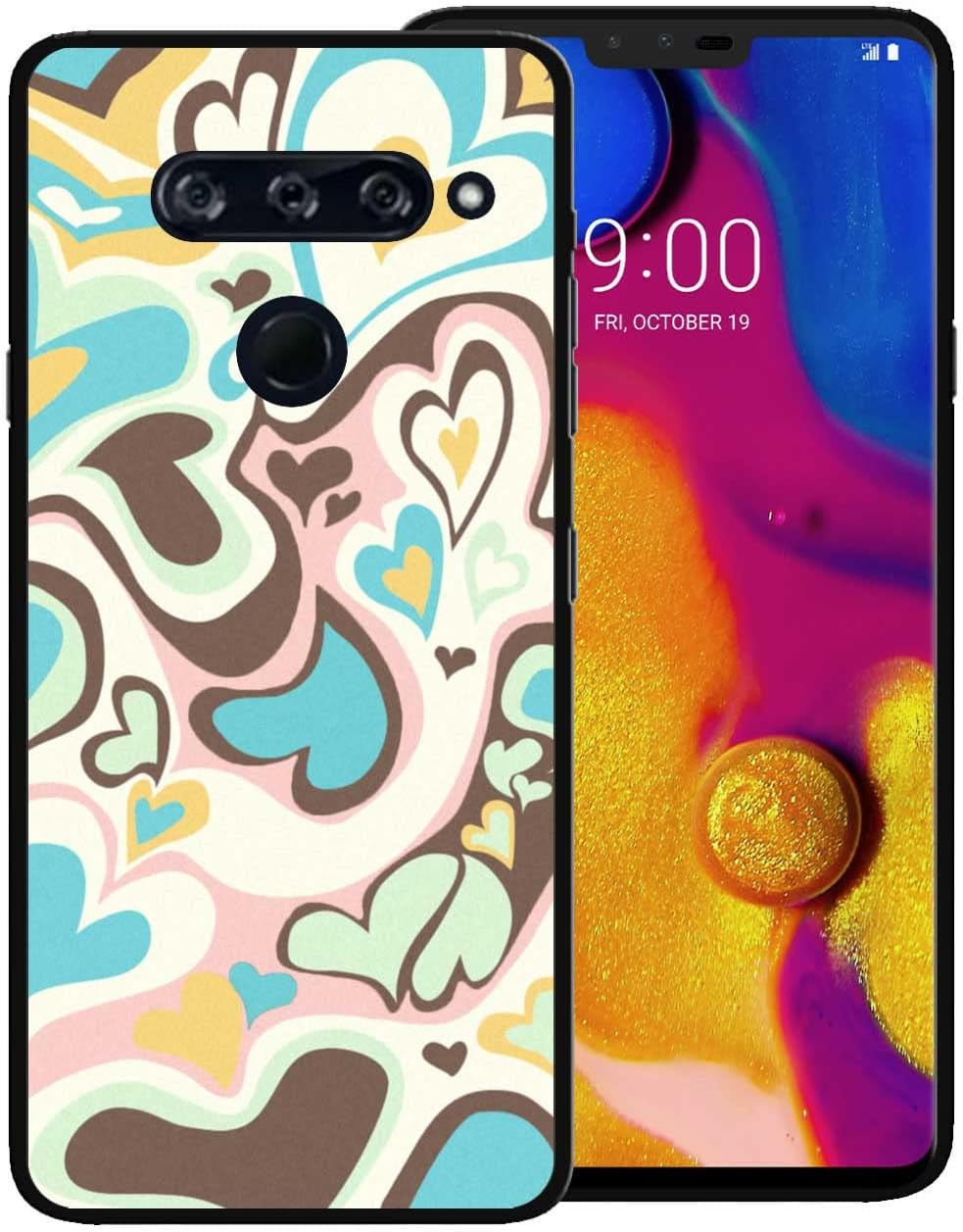 Zaztify Phone Case for LG V40 Thinq, Lovely Irregular Dark Pink Love Heart Lovecore Aesthetic Cute Pattern Shockproof Protective Anti-Slip Thin Slim Soft Phone Cover Shell  zaztify Colorful Lovecore  