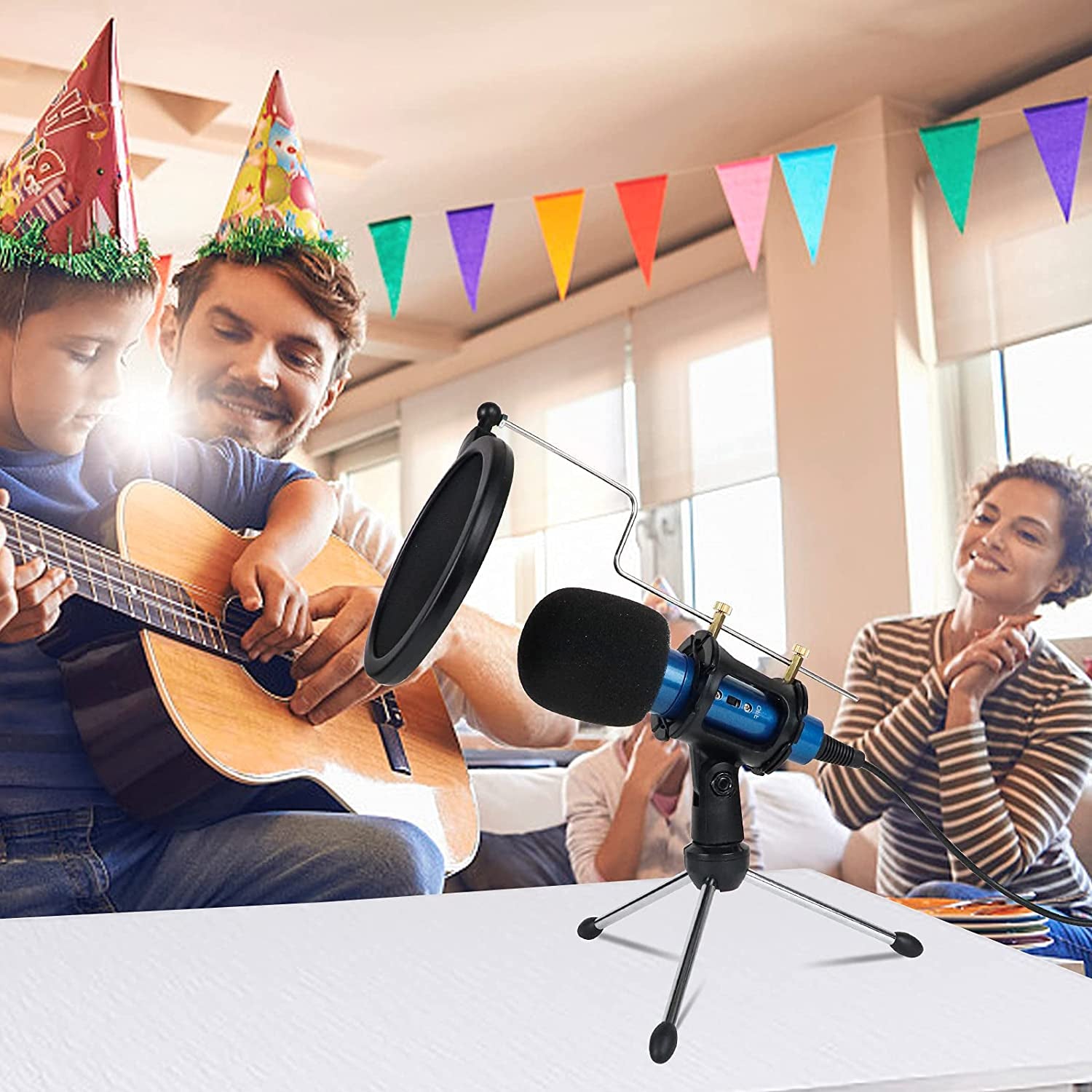 3.5Mm Condenser Microphone,Msizoy Studio Recording Microphone W/Stand for Phone Computer PC MAC Laptop Windows Mini Mic for Youtube Podcast Singing Video Live Stream Conference Facebook Karaoke(Blue)  MSIZOY   