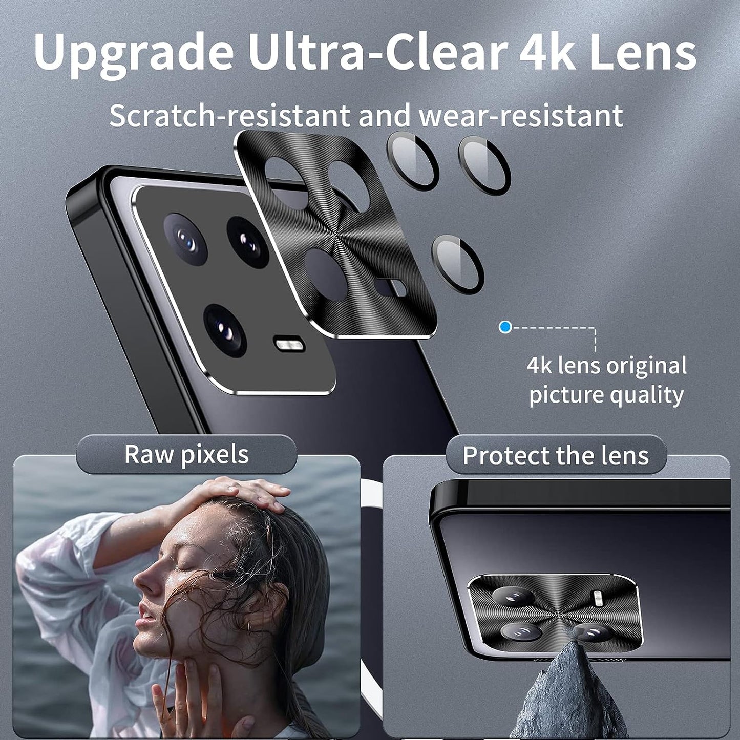 Tffozssi Case for Xiaomi 13, Compatible with Magsafe Magnetic Adsorption Metal Bumper Back Translucent Matte PC Cover, Black  Tffozssi   