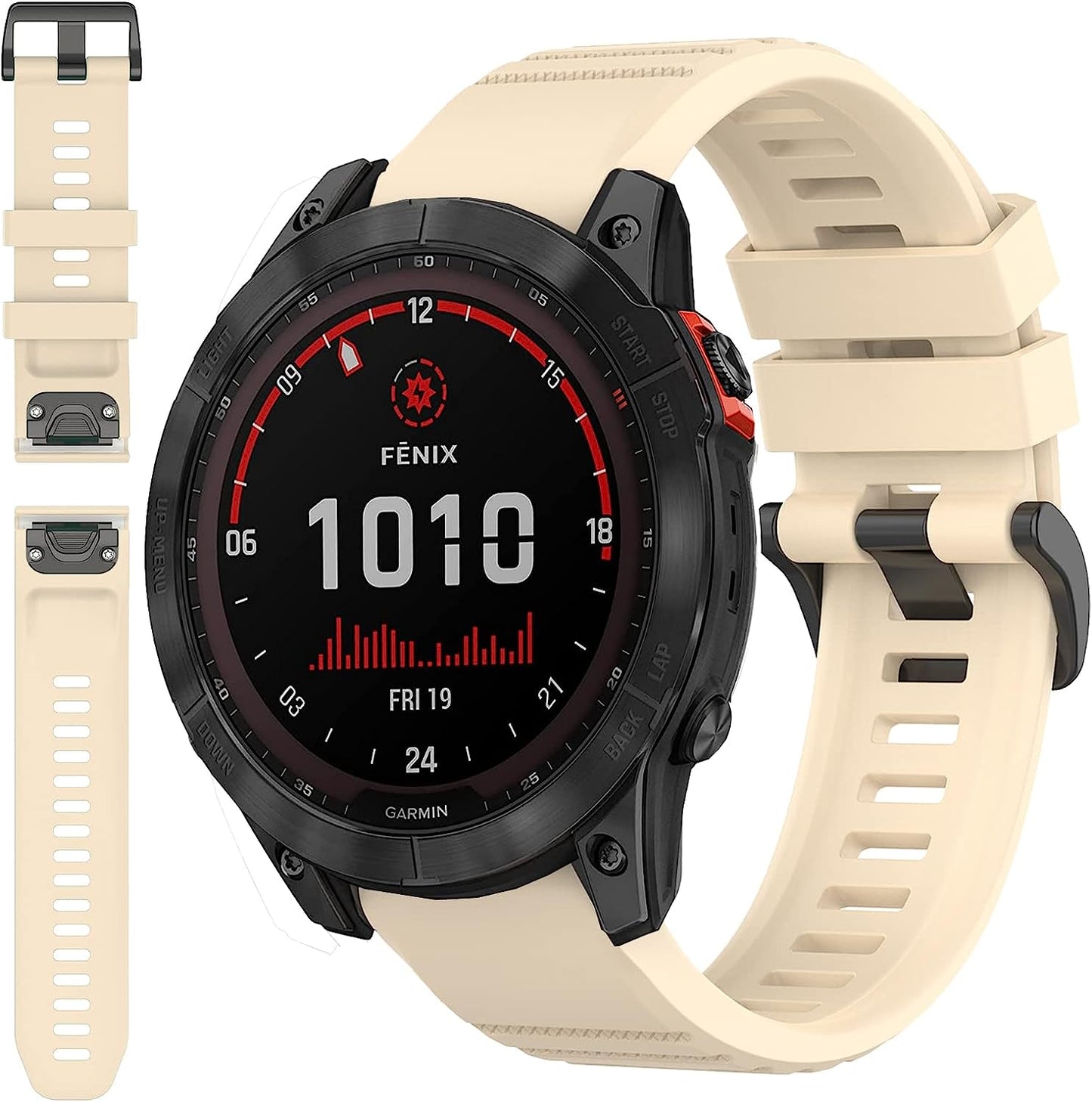 Miimall Compatible for Garmin Fenix 7X Silicone Band, Soft Sport Watch Wristband Women Man Flexible Replacement Band Strap for Garmin Fenix 26Mm 7X/7X Solar/7X Sapphire Solar/6X/5X(Black)  Miimall Cream  