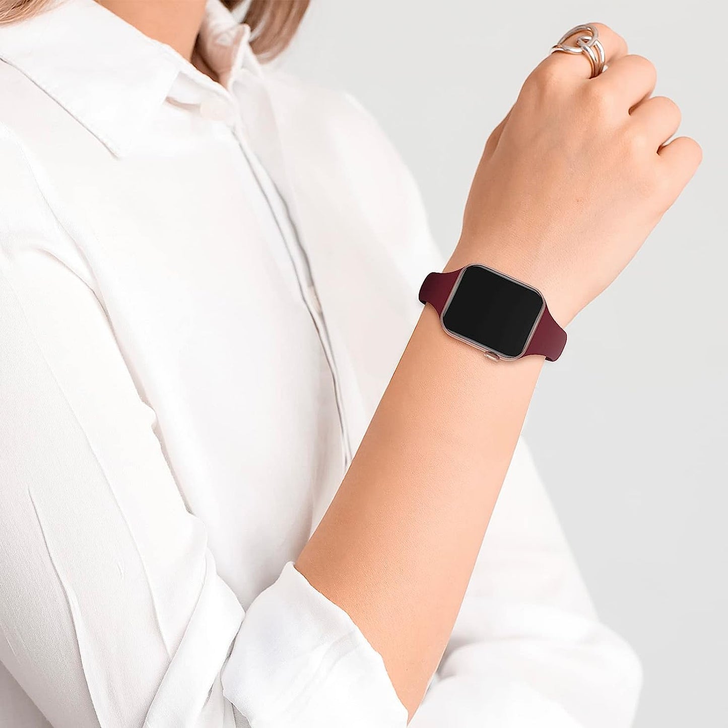 TSAAGAN 5 Pack Silicone Slim Bands Compatible with Apple Watch Band 38Mm 42Mm 40Mm 44Mm 41Mm 45Mm 49Mm, Soft Narrow Sport Strap Thin Wristband for Iwatch Ultra Series 8/7/SE/6/5/4/3/2/1 Women Men  TSAAGAN   