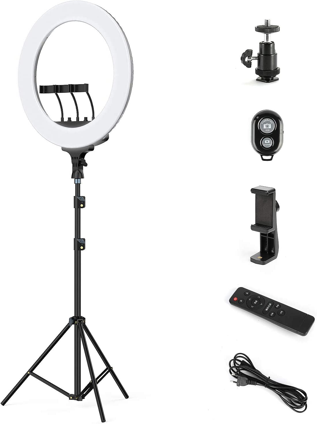 RGB Ring Light 18 Inch with Tripod Stand (2700-7000K) for Phone Camera Ipad Selfie Live Stream Youtube Tiktok Video Shooting Best Lighting Atmosphere Ringlight (18 Inch)  Auriani 16" Ring Light  