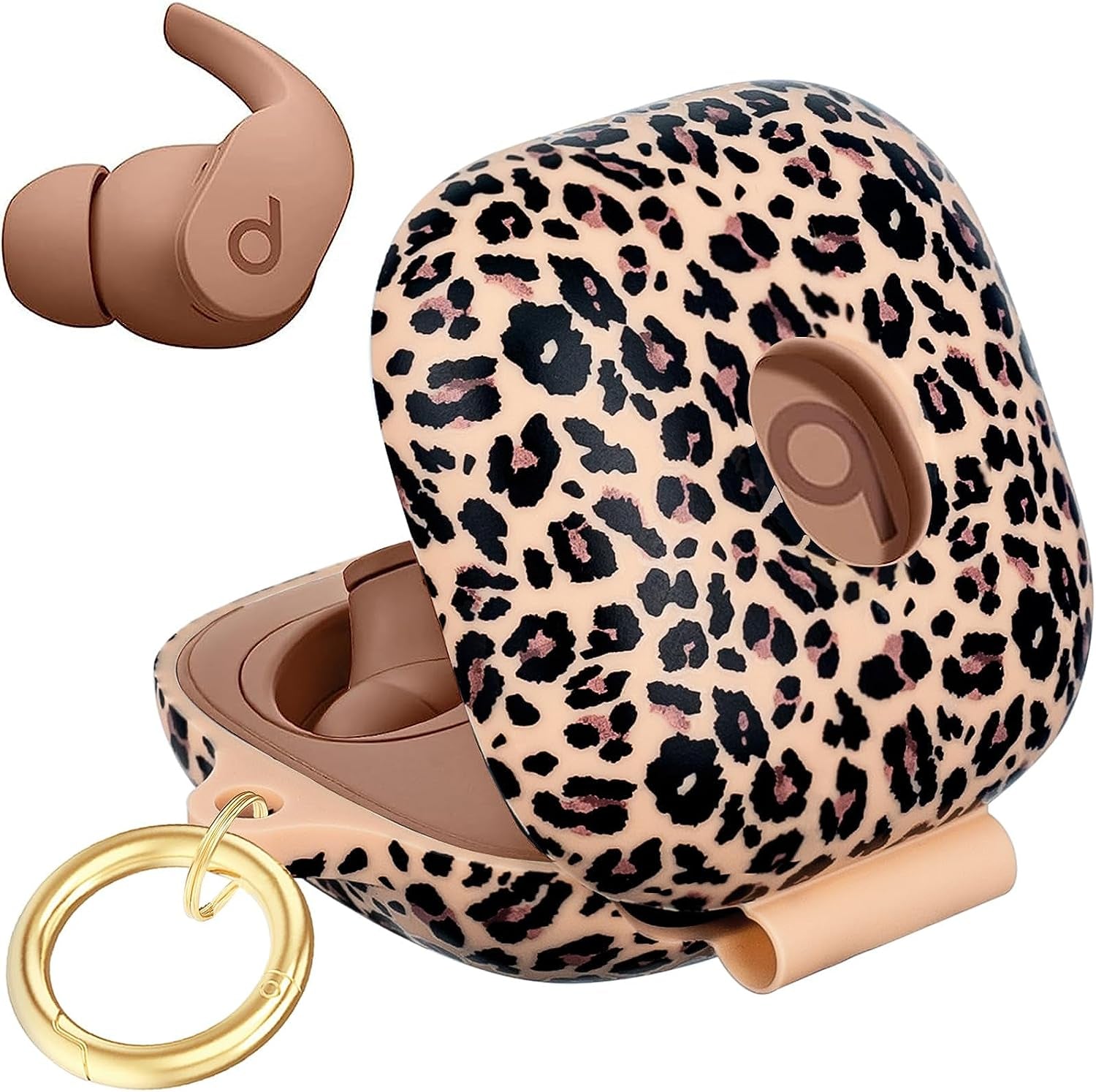 Beats Fit Pro Case Cover, Gawnock Soft Silicone Leopard Print Case for Apple Beats Fit Pro 2021 Shockproof Protective Earbuds Case with Keychain for Women Girl (Light Green Leopard/Cheetah)  Gawnock Leopard/Cheetah Dune  