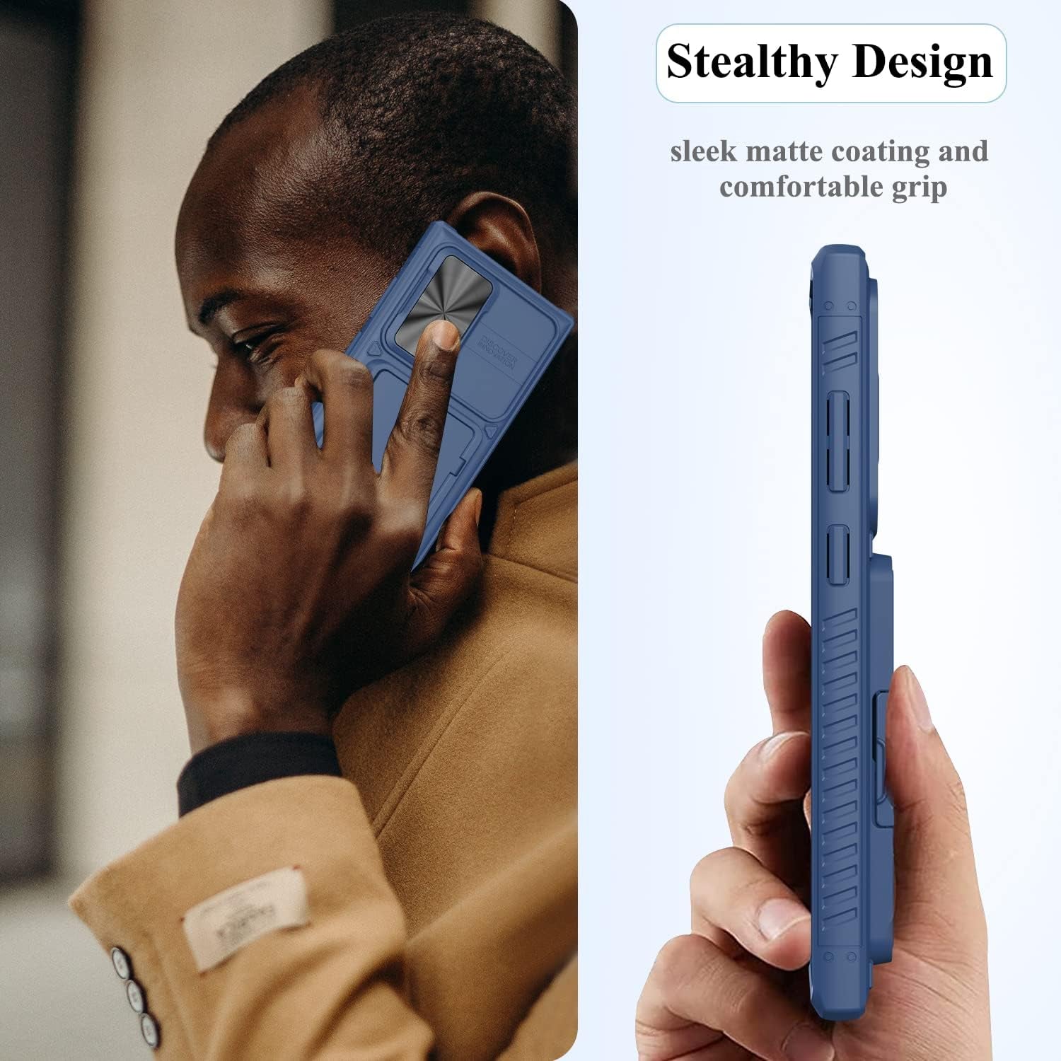 BXYJY Phone Case for Samsung Galaxy S23 Ultra with Card Holder & Kickstand & Slide Camera Cover, Protective Shockproof Phone Cover Wallet Case Compatible with Galaxy S23 Ultra 5G 2023, Blue  BXYJY   