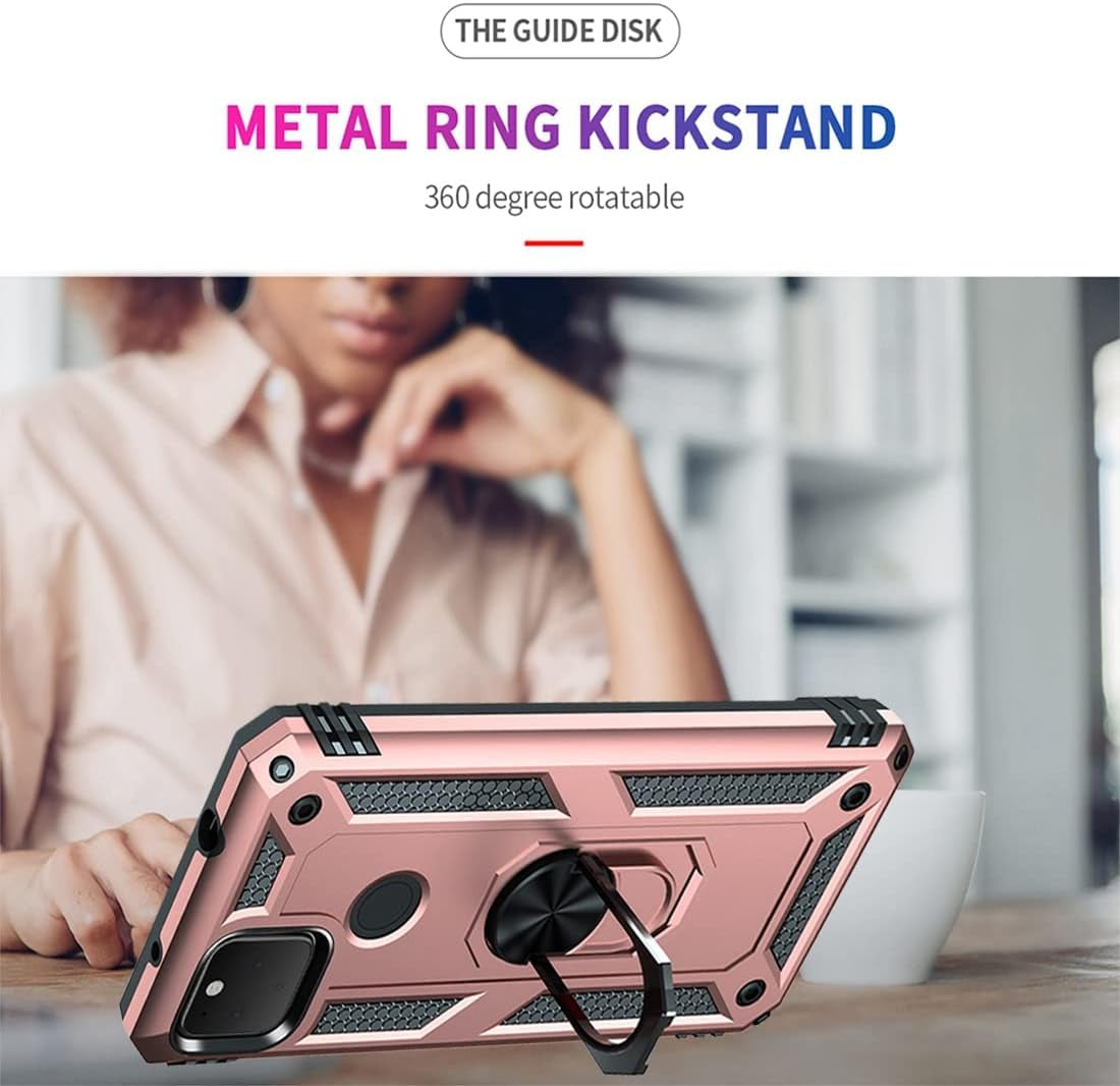 Zoeirc for Pixel 4A 5G Case, Pixel 5XL G025I Case with Tempered Glass Screen Protector, [Military Grade] Magnetic Car Ring Holder Mount Protective Phone Cover Case for Google Pixel 4A 5G (Rose Gold)  Zoeirc   