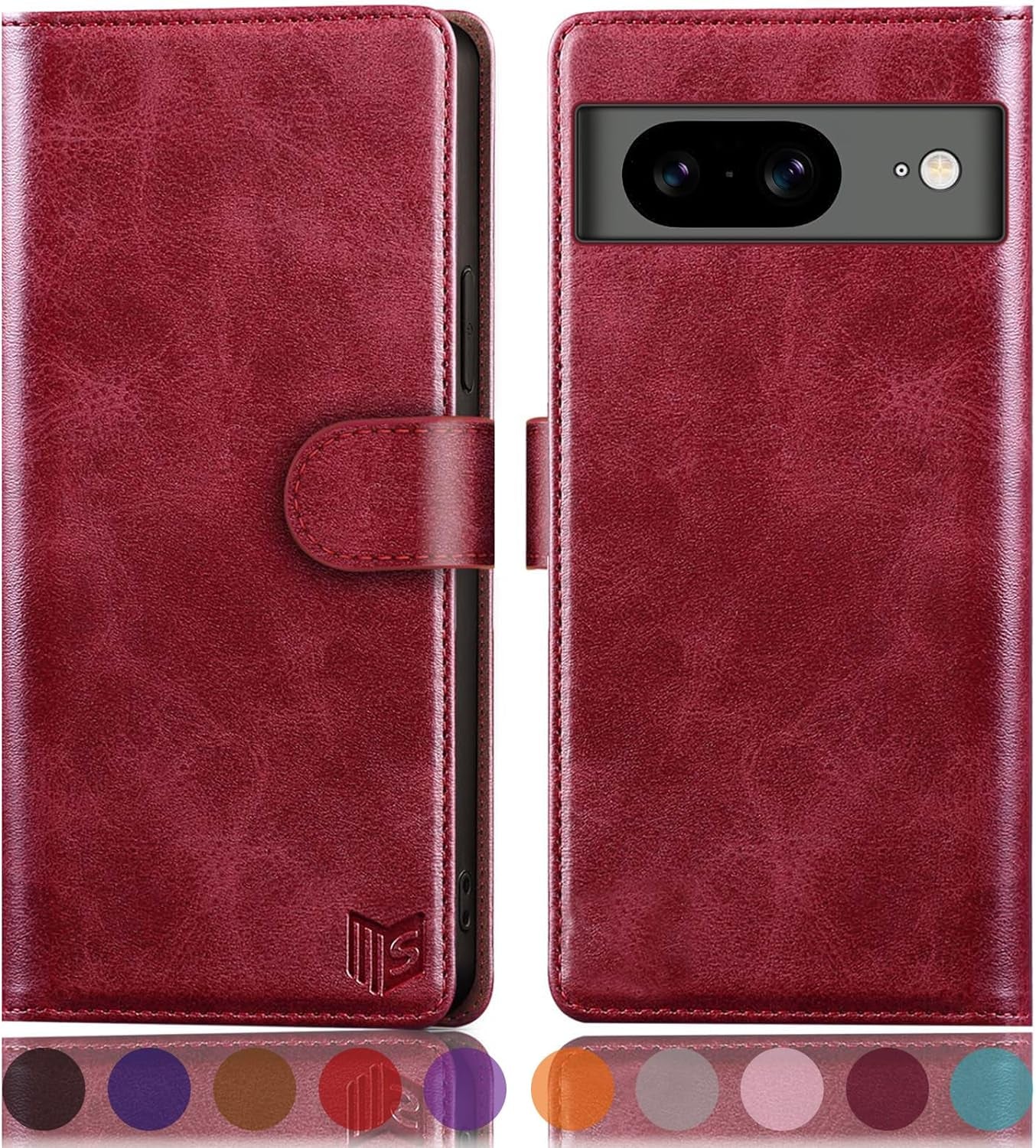 SUANPOT for Google Pixel 8 5G Wallet Case with RFID Blocking Credit Card Holder,Flip Book PU Leather Protective Cover Women Men for Pixel 8 Phone Case Blue Green  SUANPOT Red  