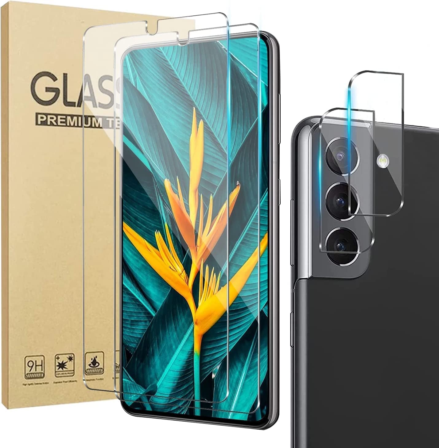 [2+2 Pack] Galaxy S20 Ultra Screen Protector and Camera Lens Protector,Fingerprint Unlock,3D Full Coverage,For Samsung Galaxy S20 Ultra (6.9 Inch) 9H Hardness Tempered Glass Screen Protector  OuYteu S22 Glass Screen Protector  