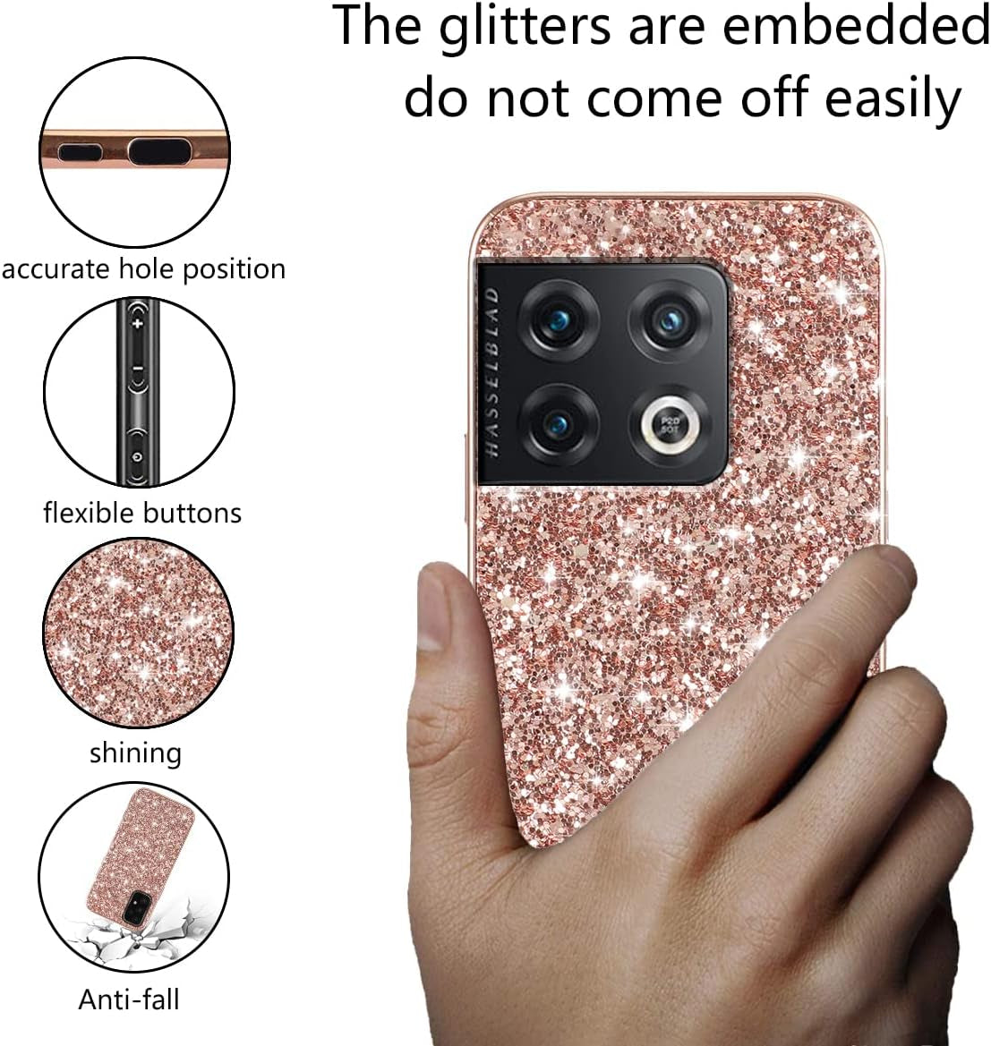 Jancyu Compatible with Oneplus 10 Pro Case, Shockproof Phone Cases for Oneplus 10 Pro Glitter Protective Cover for Women Cute Accessories (Pink)  Jancyu   