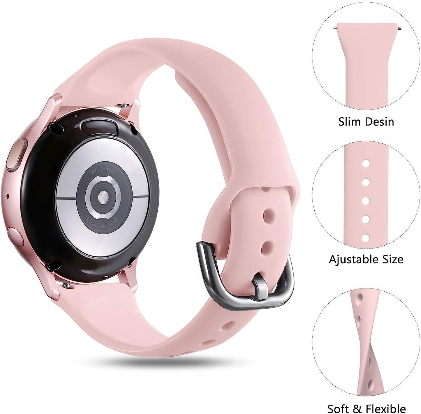 Vcegari (3 Pack) Band Compatible with Samsung Active 2 Watch 40Mm 44Mm, Galaxy Watch 3 41Mm/Galaxy Watch 42Mm/Gear S2 Classic/Gear Sport Bands, 20Mm Slim Silicone Sport Strap for Women Men  Vcegari   