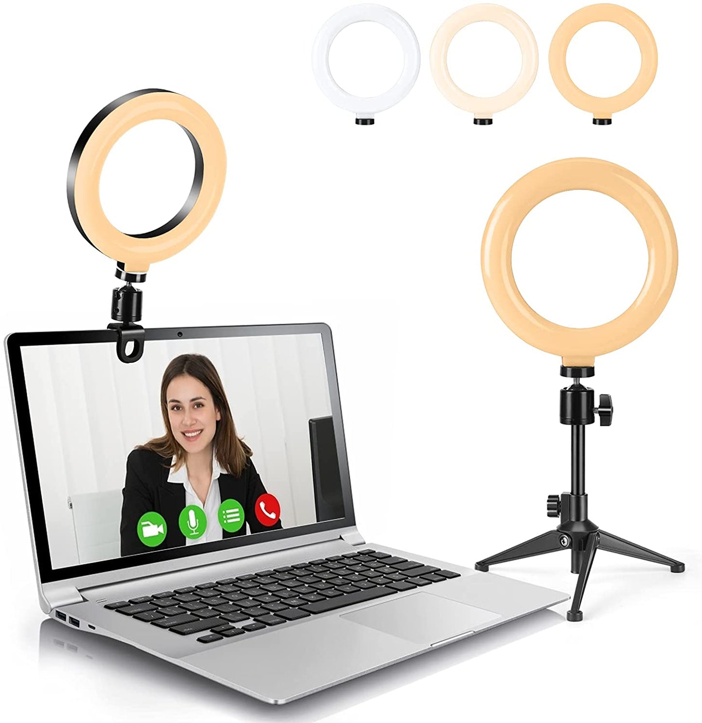 Video Conference Lighting Kits, 6” LED Selfie Ring Light with Tripod Stand, Clip on Laptop Monitor for Webcam Lighting/Zoom Lighting/Remote Working/Self Broadcasting/Live Streaming  BAIVINET   