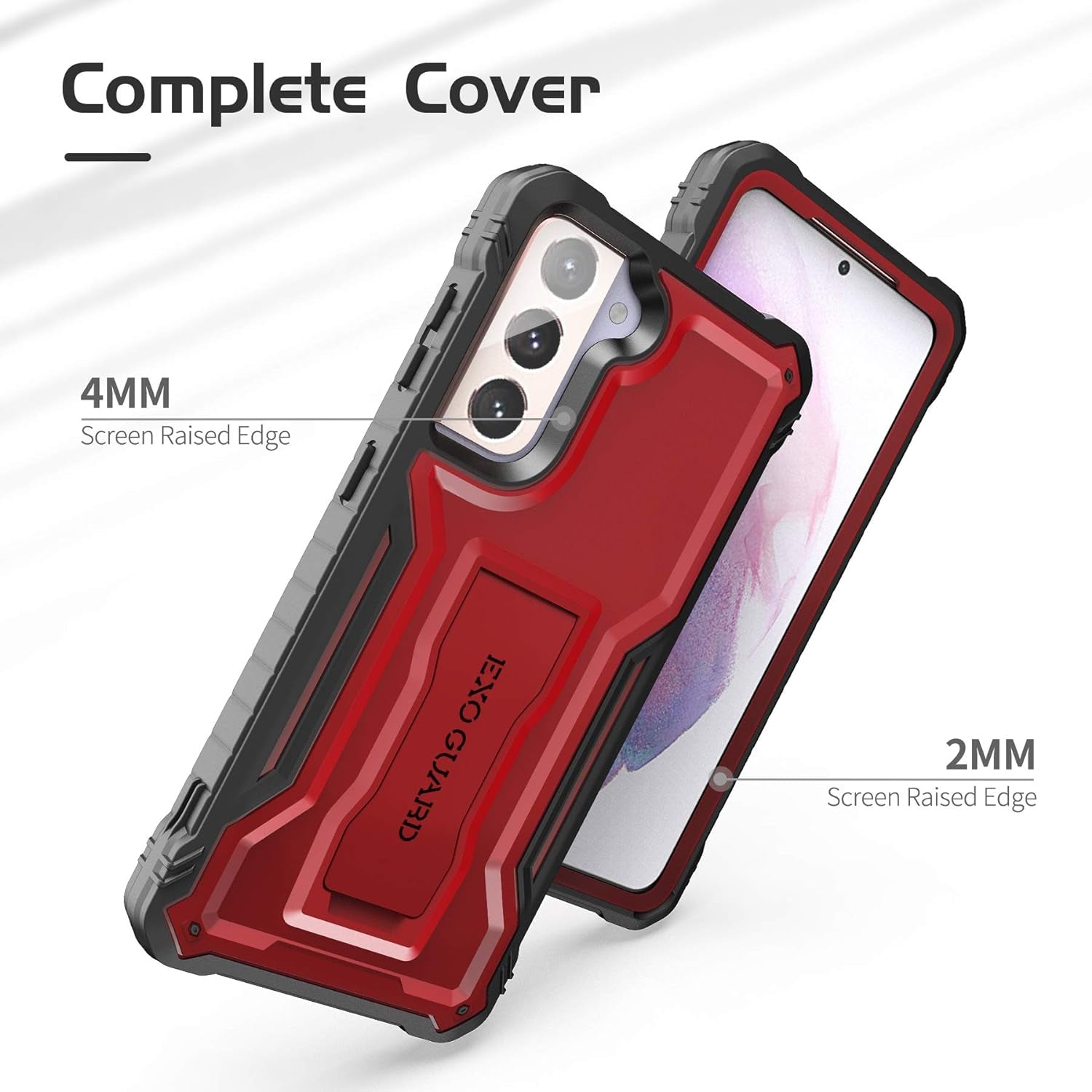 Exoguard Samsung Galaxy S21 plus 5G Case, Rubber Shockproof Full Body Cover Case for Samsung S21 plus Phone 6.7 Inch, Built-In Kickstand (Red)  ExoGuard   