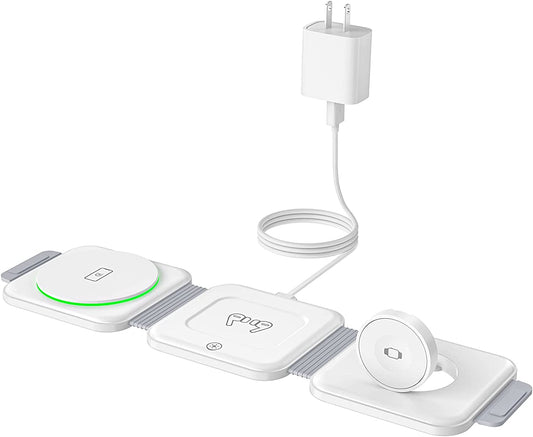Wireless Charger, Magnetic Foldable 3 in 1 Charging Station, Fast Travel Wireless Charging Pad, Compatible with Magsafe for Iphone 14/13/12/Pro Max/Plus/Mini, Apple Watch and Airpods 2/3/Pro  Guanyu (Shenzhen) Electronic Technology Co., Ltd.   