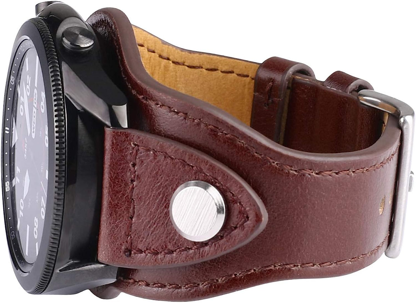 KONAFEI Compatible with Samsung Galaxy Watch 3 45Mm/Gear S3 Frontier/Classic/Galaxy Watch 46Mm Band, 22Mm Genuine Leather Vintage Cuff Bracelets for Men Women  KONAFEI Red  