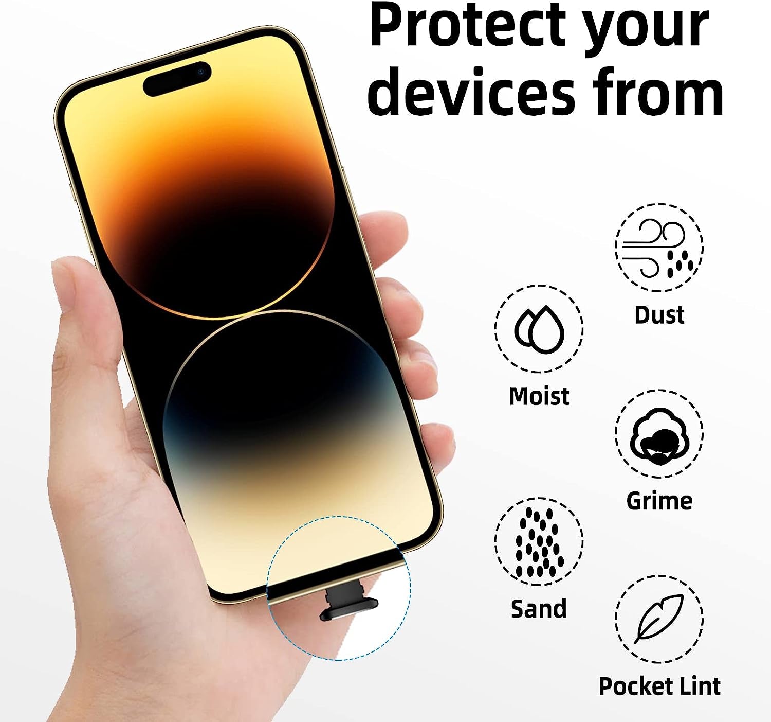 TITACUTE 5-Pack anti Dust Plug for Iphone 14 Pro Max 13 12 11 XR XS X SE 8 plus 7 6 5 5S Dust Plugs for Lightning Charging Port Cover Protector Cap 8 Pin Dust Plug for Ipad Pro Mini Air for Airpods  TITACUTE   