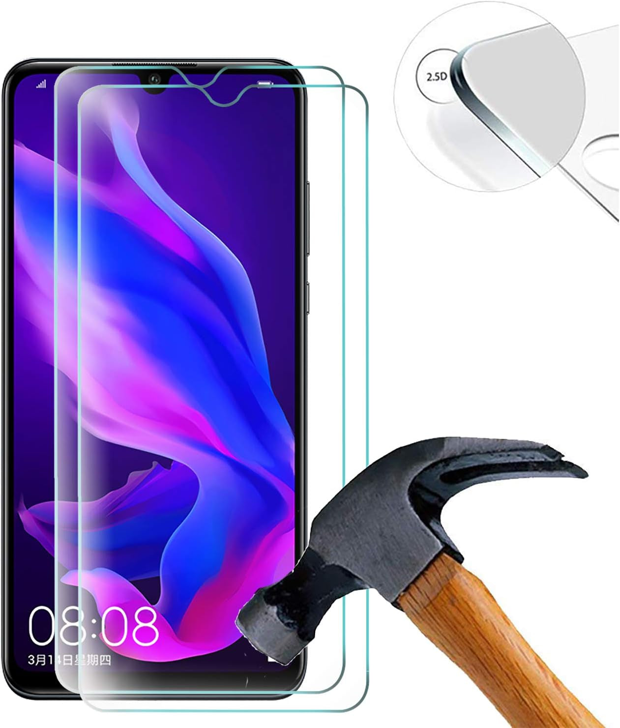 Aidinar Case for Sony Xperia 1, Slim Transparent Soft TPU Case + [2 Pack] Sony Xperia 1 Tempered Glass Screen Protector, Flexible Silicone Cover for Sony Xperia 1 Phone Cover  Aidinar   