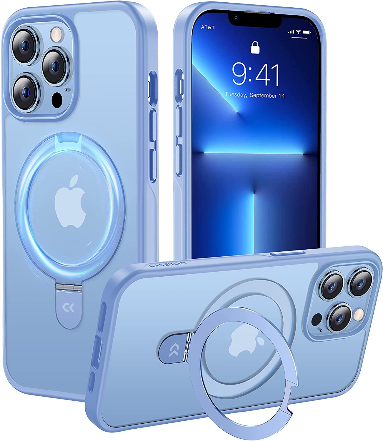 CASEKOO for Iphone 12 Pro Max Case with Magnetic Invisible Stand [Military Drop Protection] [Compatible with Magsafe] Shockproof Slim Translucent Matte Cases 6.7 Inch 2020, Blue  CASEKOO Blue iPhone 13 Pro 