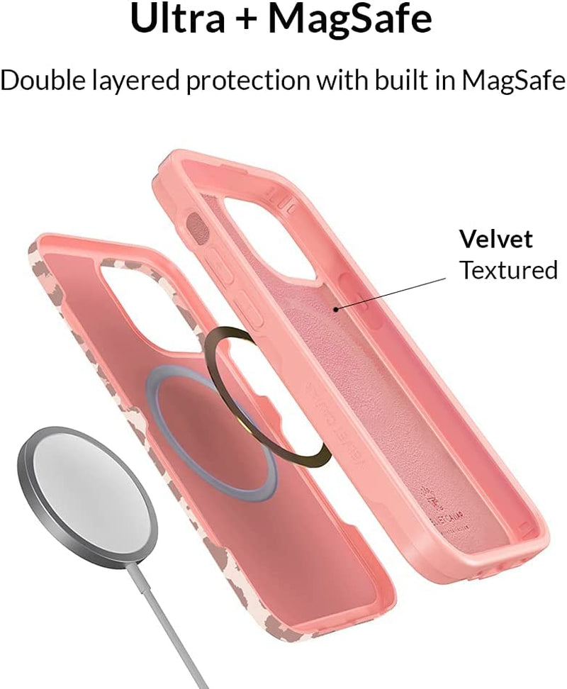Velvet Caviar Designed for Iphone 14 Case Leopard Cheetah Print [10Ft Drop Tested] Compatible with Magsafe - Protective Microfiber Lining (Blush Pink)  Velvet Caviar   
