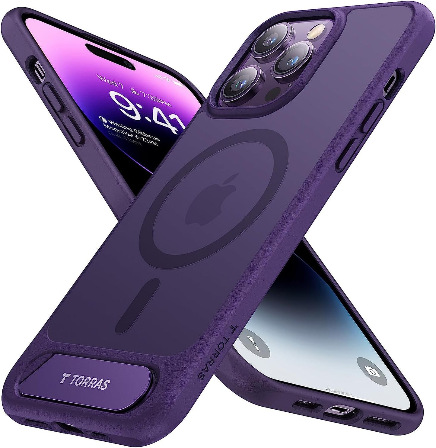 TORRAS 2-In-1 Magnetic Case with Stand Designed for Iphone 14 Pro Case [Military Grade Drop Tested] [Compatible with Magsafe] Slim Translucent Matte Case for Iphone 14 Pro Phone Case 6.1", Purple  TORRAS   