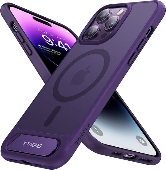 TORRAS 2-In-1 Magnetic Case with Stand Designed for Iphone 14 Pro Case [Military Grade Drop Tested] [Compatible with Magsafe] Slim Translucent Matte Case for Iphone 14 Pro Phone Case 6.1", Purple  TORRAS   