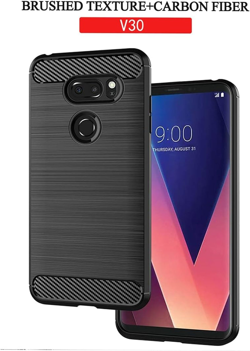 KOARWVC Phone Case for LG V30/V30S Thinq/V35 Thinq/V30+/V30 plus Case, US998 Case Carbon Fiber Shockproof Rugged Shield Anti-Scratch Soft TPU Back Cover Cases for LG V30 (Black)  KOARWVC   
