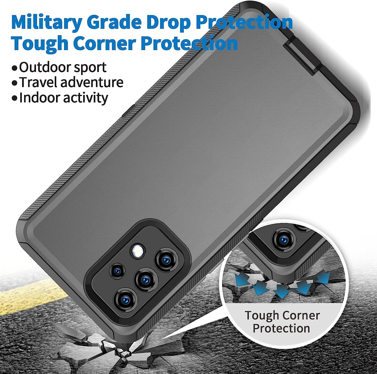 Case for Samsung Galaxy A53 5G, Anloes Galaxy A53 5G Phone Case Heavy Duty Shockproof Dustproof Rugged Defender Protective, 3 in 1 Bumper Cover for A53 5G Black(Without Screen Protector)  Anloes   