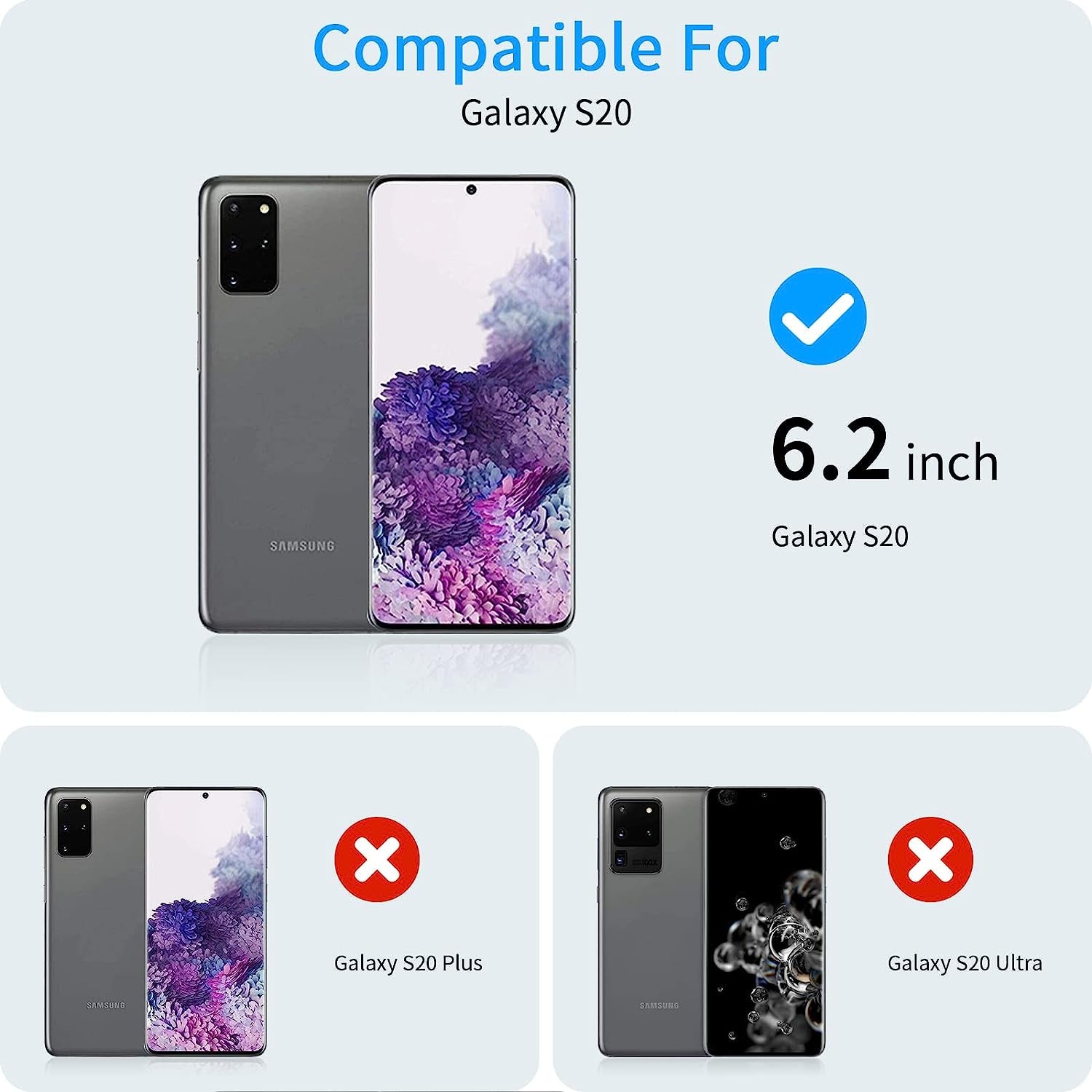 Cnarery [2+2 Pack] TPU Screen Protector for Samsung Galaxy S20, 2 Pack Flexible TPU Screen Protector with 2 Pack Camera Lens Protector, 3D Curved Full Coverage Bubble Free  Cnarery   