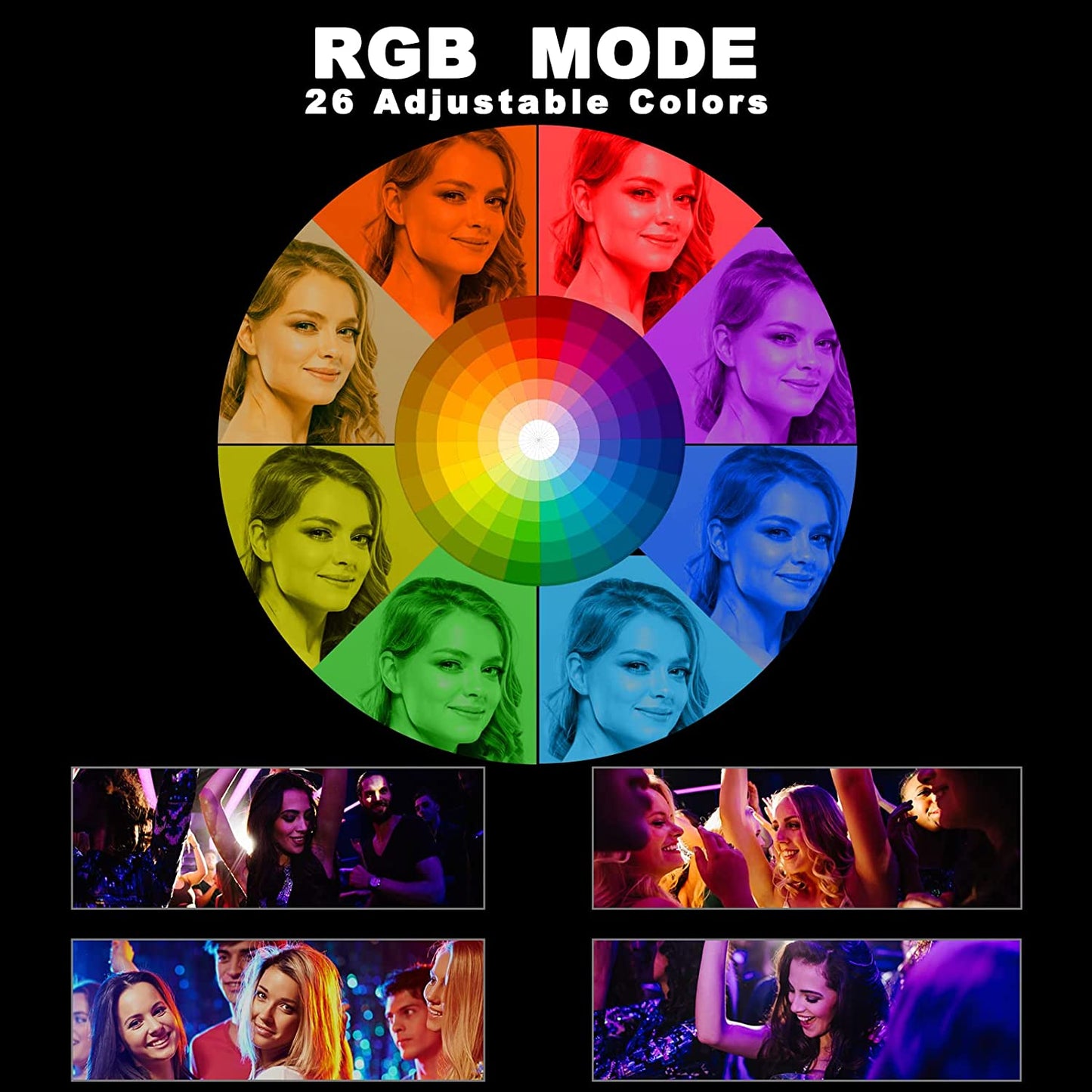 Dual 8" RGB Selfie Ring Light with Stand and Phone Holder, 76" Extendable Light Stand & Dimmable 29 Colors of Double LED Circle Lights for Tiktok/Live Stream/Makeup/Youtube  SEBIDER   