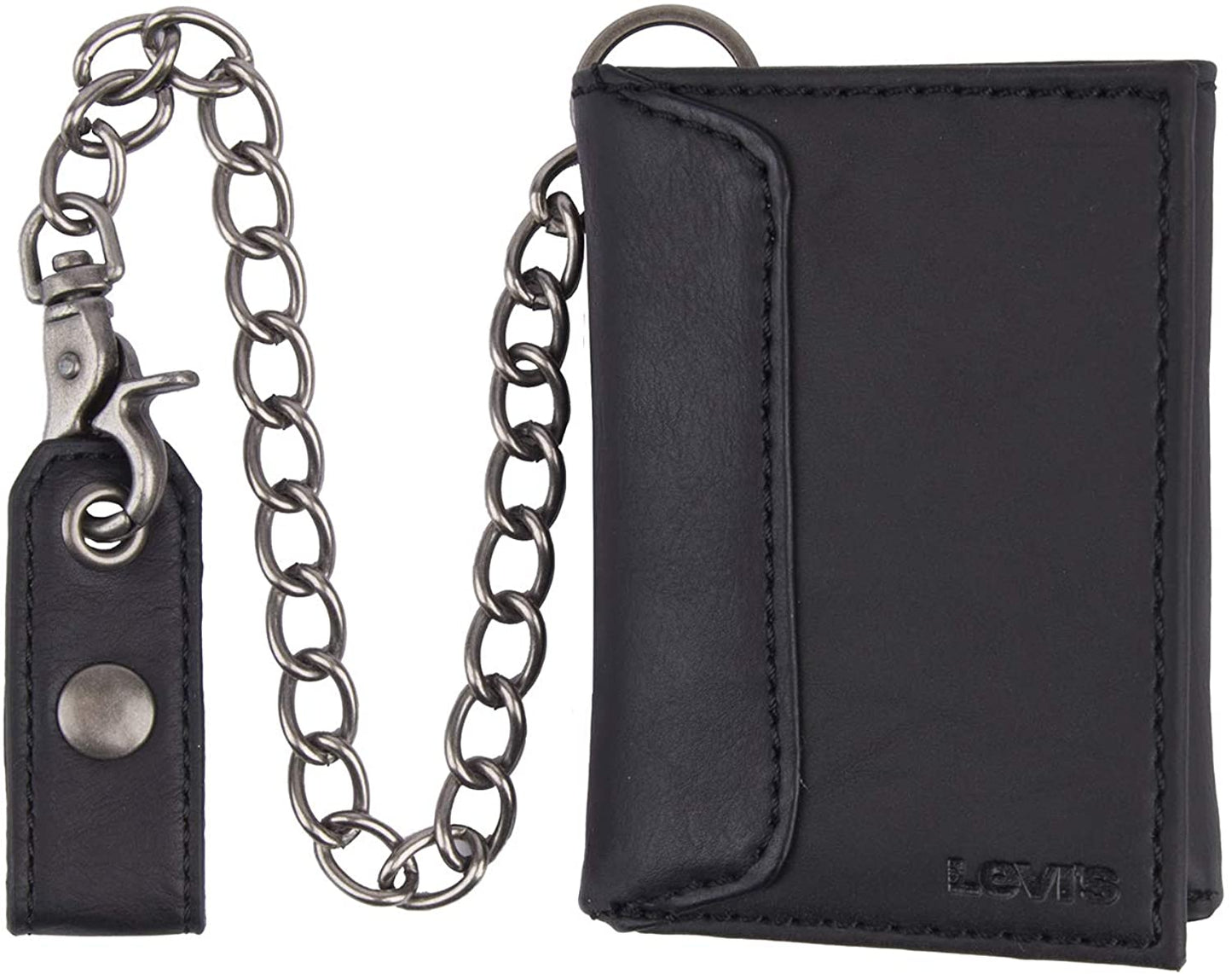 Levi'S Men'S Sleek and Slim Trifold Minimalist Wallet  Levi's Black Chain One Size 