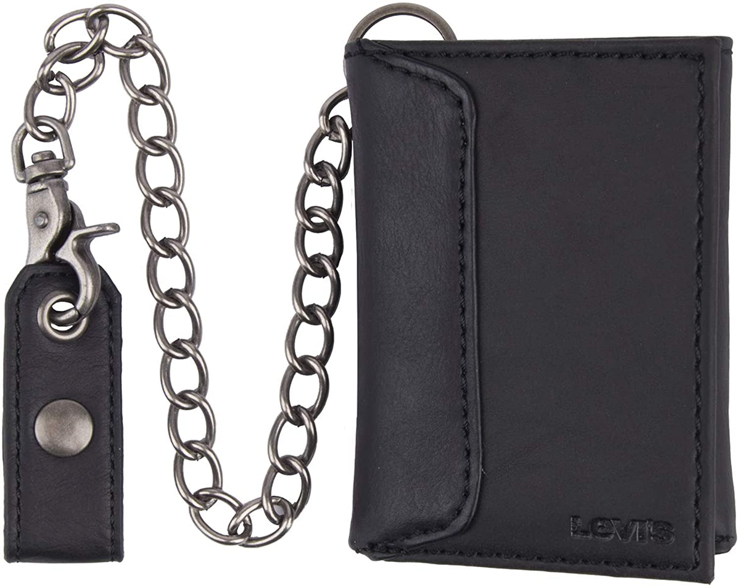 Levi'S Men'S Sleek and Slim Trifold Minimalist Wallet  Levi's Black Chain One Size 