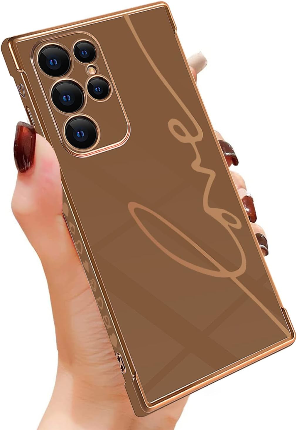 Eiyikof Compatible for Samsung Galaxy S20 FE 5G 6.5" Case with Cute Side Love Heart and Plating Love Letter Pattern Case for Women Girls Shockproof Soft TPU Full Camera Lens Protection Case-Pink  Eiyikof Brown Samsung Galaxy S22 Ultra Case 