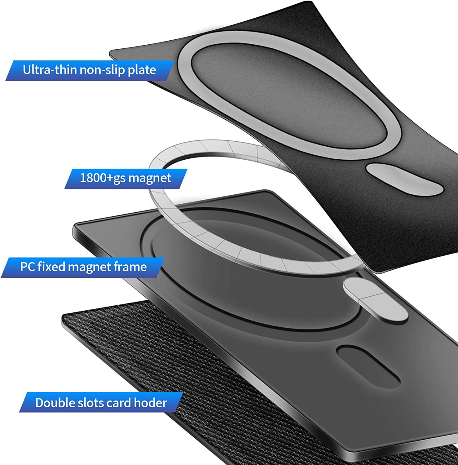 Senose Magnetic Wallet Compatible for Magsafe, Lycra Phone Card Holder Double Layer Card Wallet Compatible for Iphone 14 Pro Max/14 Pro/14/13 Pro Max/13 Pro/13/12 Pro Max/12 Pro/12 (Black)  Senose   