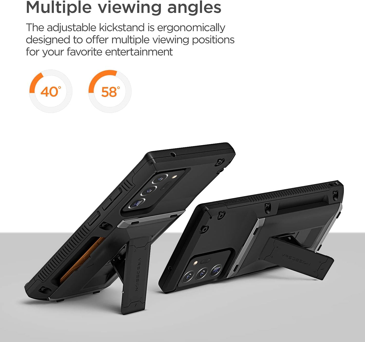 VRS DESIGN Damda Glide Hybrid Phone Case for Galaxy Note 20 Ultra, with [4 Cards] [Semi Auto] Premium Sturdy Card Wallet and Kickstand for Samsung Galaxy Note 20 Ultra 5G, 6.9 Inch(2020) Black  VRS DESIGN   