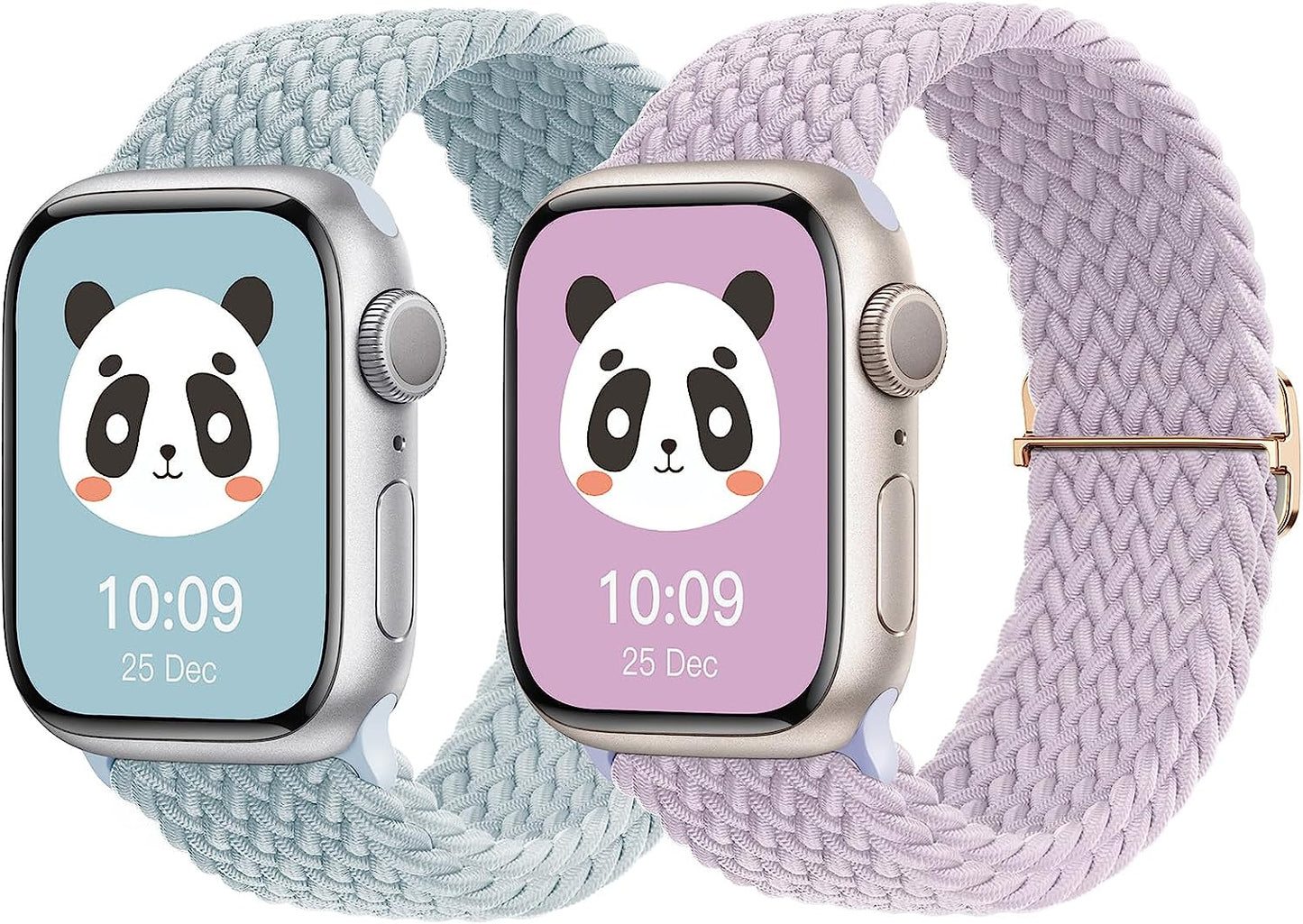 𝟐 𝐏𝐚𝐜𝐤 Stretchy Braided Compatible with Apple Watch Band 44Mm 45Mm 38Mm 40Mm 41Mm 42Mm 49Mm for Women Men, Adjustable and Comfortable Sport Wristbands for Iwatch Series 8 7 6 5 4 3 2 1 SE Ultra  KingofKings Stone Lotus Blue/Light Purple 38mm/40mm/41mm 