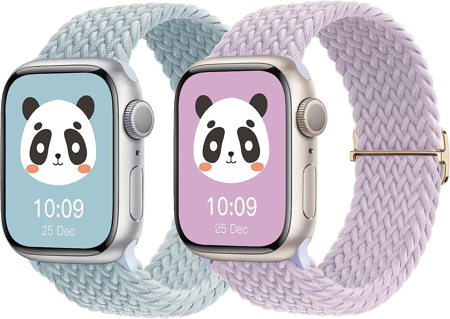 𝟐 𝐏𝐚𝐜𝐤 Stretchy Braided Compatible with Apple Watch Band 44Mm 45Mm 38Mm 40Mm 41Mm 42Mm 49Mm for Women Men, Adjustable and Comfortable Sport Wristbands for Iwatch Series 8 7 6 5 4 3 2 1 SE Ultra  KingofKings Stone Lotus Blue/Light Purple 38mm/40mm/41mm 