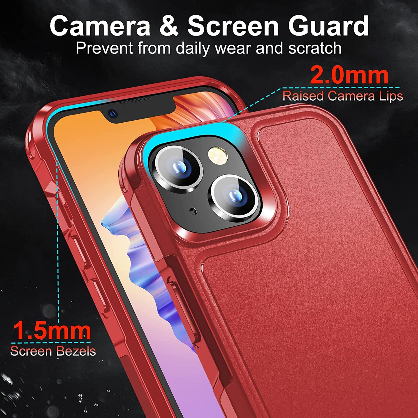 Xiwxi Magnetic for Iphone 14 Case [Compatible with Magsafe][Military Grade Drop Protection] [Glass Screen Protector+Camera Lens Protector] Non-Slip Full-Body Shockproof Phone Case,Red  xiwxi   