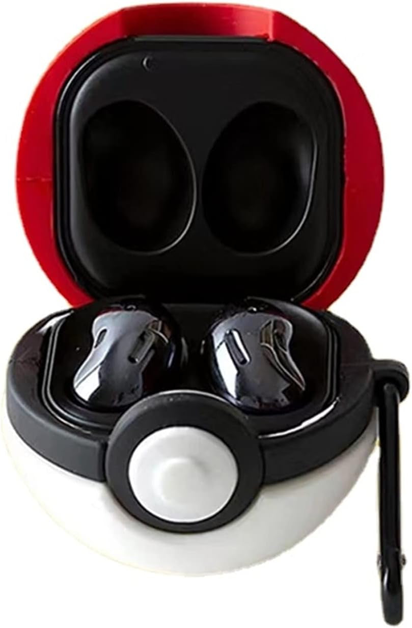 Compatible with Samsung Galaxy Buds2 Pro(2022)/Galaxy Buds Live(2020)/Galaxy Buds Pro(2021)/Galaxy Buds 2 (2022) Charging Box,Cute 3D Cartoon Poke Ball Earphone Case,Soft Silicone Case with Hook  AOLABOKY   