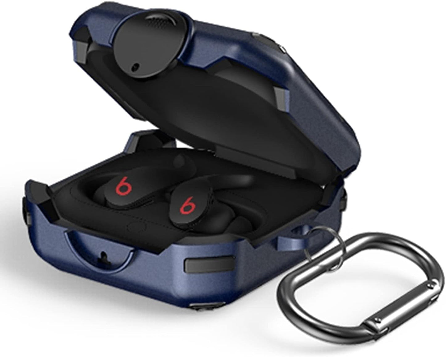 [Upgrade Secure Lock] Beats Fit Pro Case 2021, VAEKNVG Shock-Absorbing Protective Armor Cover for Beats Fit Pro Earbuds Accessories, TPU Hard Shell with Carabiner,Red  VAEKNVG A-Blue  