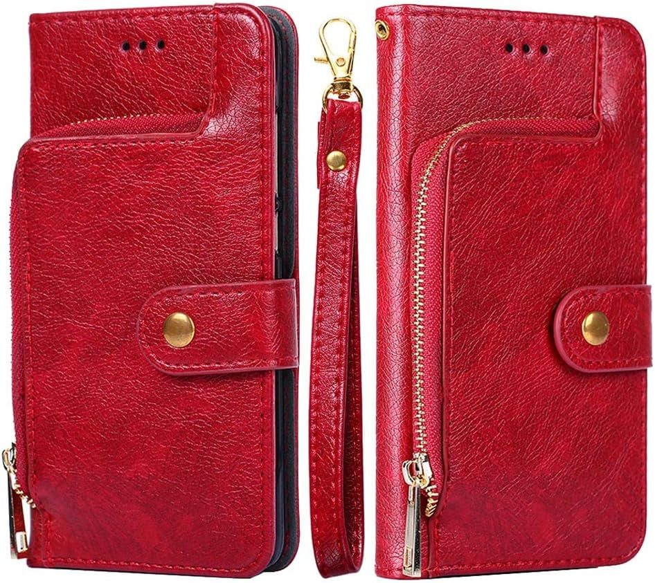 Bailishi BANLEI2U Phone Cover Zipper Wallet Folio Case for LG G7 THINQ, Premium PU Leather Slim Fit Cover for G7 THINQ, 1 Transparent Photo Frame Slot, Skin Friendly, Red  BANLEI2U   