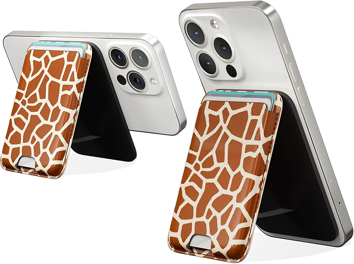 Magnetic Wallet Card Holder with Magsafe Compatible for Iphone 14/14 Plus/14 Pro/14 Pro Max, Iphone 13 Pro Max/13 Pro/13/13 Mini, Iphone 12/12 Pro/12 Pro Max, RFID Card Holder Wallet, Deep Purple  Doter Giraffe-Stand  