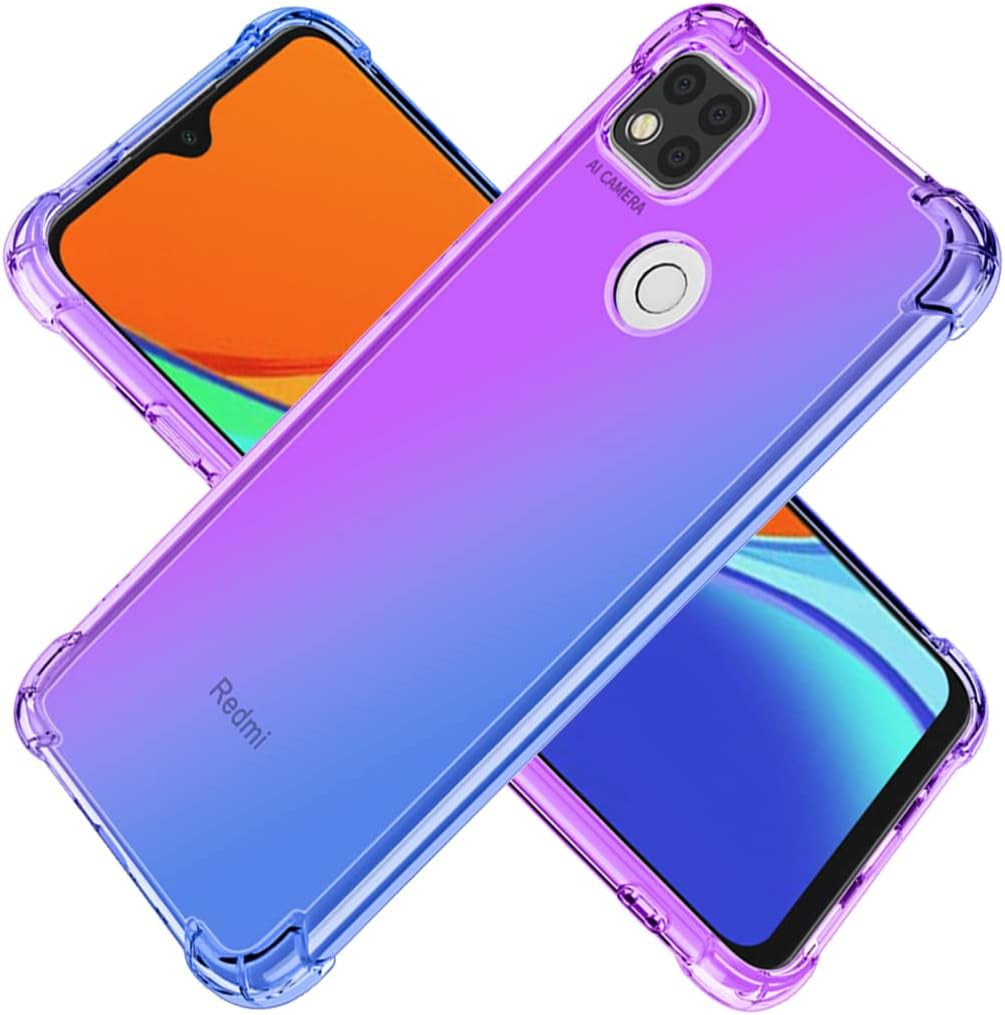 KOARWVC Case for Redmi 9C/Poco C3/Redmi 10A/Redmi 9 Activ Case, Crystal Clear Case Gradient Slim anti Scratch TPU Shockproof Protective Phone Cases Cover for Xiaomi Redmi 9C (Pink/Gold)  KOARWVC Purple/Blue  